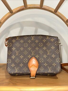 Vintage Louis Vuitton Brown Monogram Cartouchiere GM Shoulder Bag